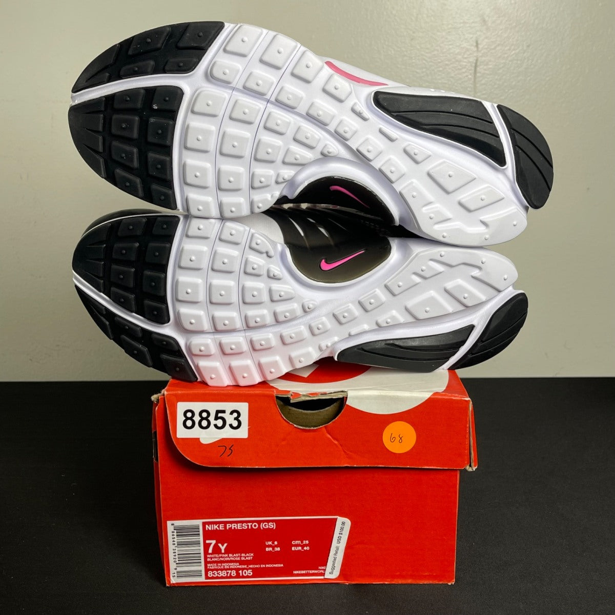 Nike Air Presto GS 'White Pink Blast' (Size 7) - aux