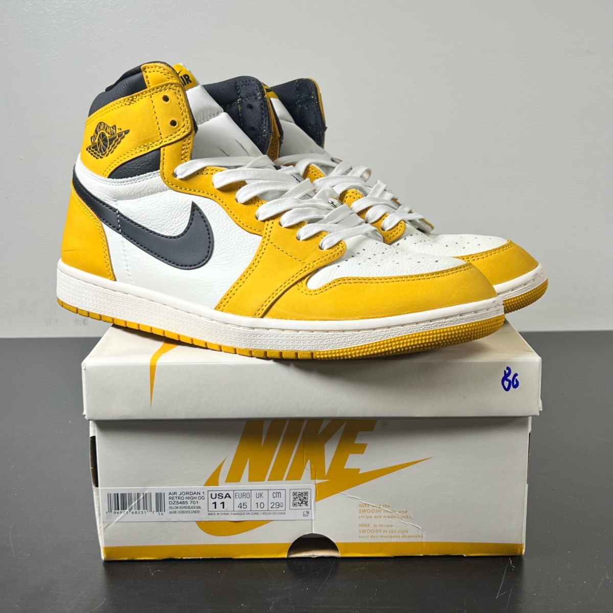 Jordan 1 Retro High OG Yellow Ochre (Size 11) - Image 1