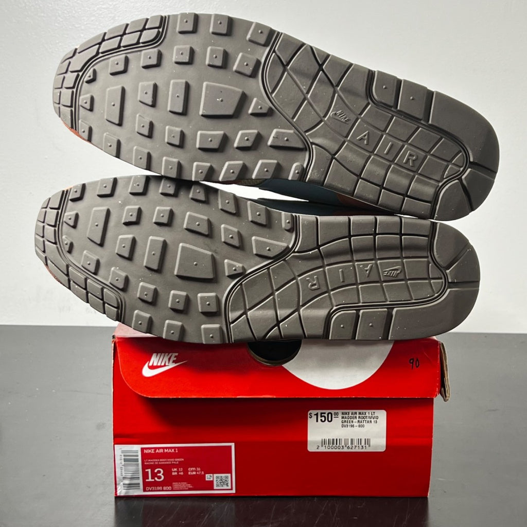 Nike Air Max 1 Light Madder Root Worn Blue 13 (Lightly Worn Pre-Owned)NikeLight Madder Root/Vivid Green-Rattan - Image 6