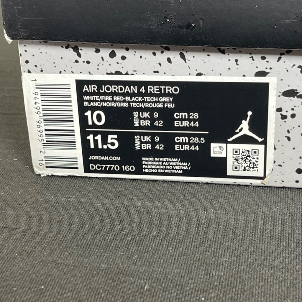 Jordan 4 Retro Fire Red (2020) 10 (Moderately Worn Pre-Owned)JordanWhite/Black-Tech Grey-Fire Red - Image 7