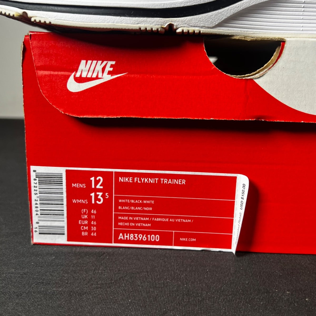 Nike Flyknit Trainer White Black 12 (Lightly Worn Pre-Owned)NikeWhite/Black-White - Image 4