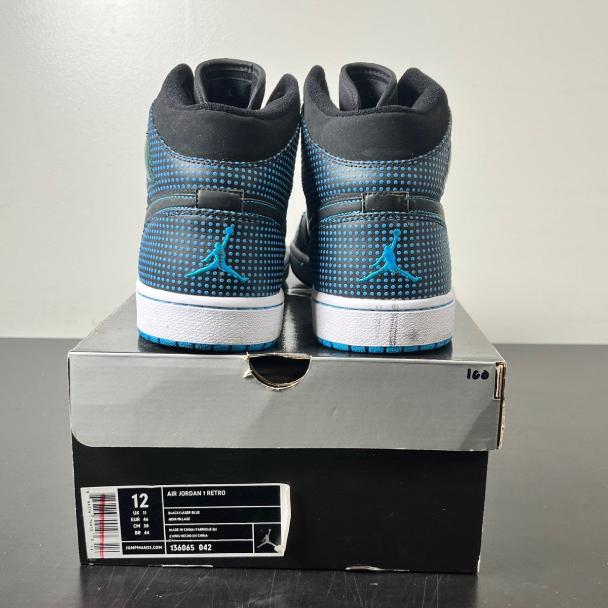 Jordan 1 Retro Polka Dot Laser Blue 12 (Lightly Worn Pre-Owned)JordanBlack/Laser Blue - Image 5