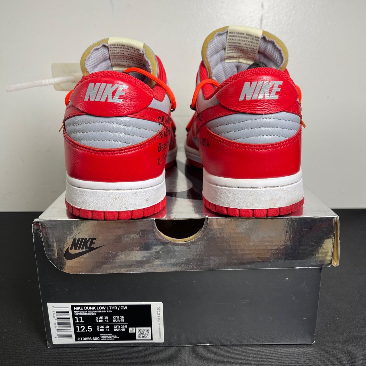 Nike Dunk Low Off-White University Red (Size 11) - aux