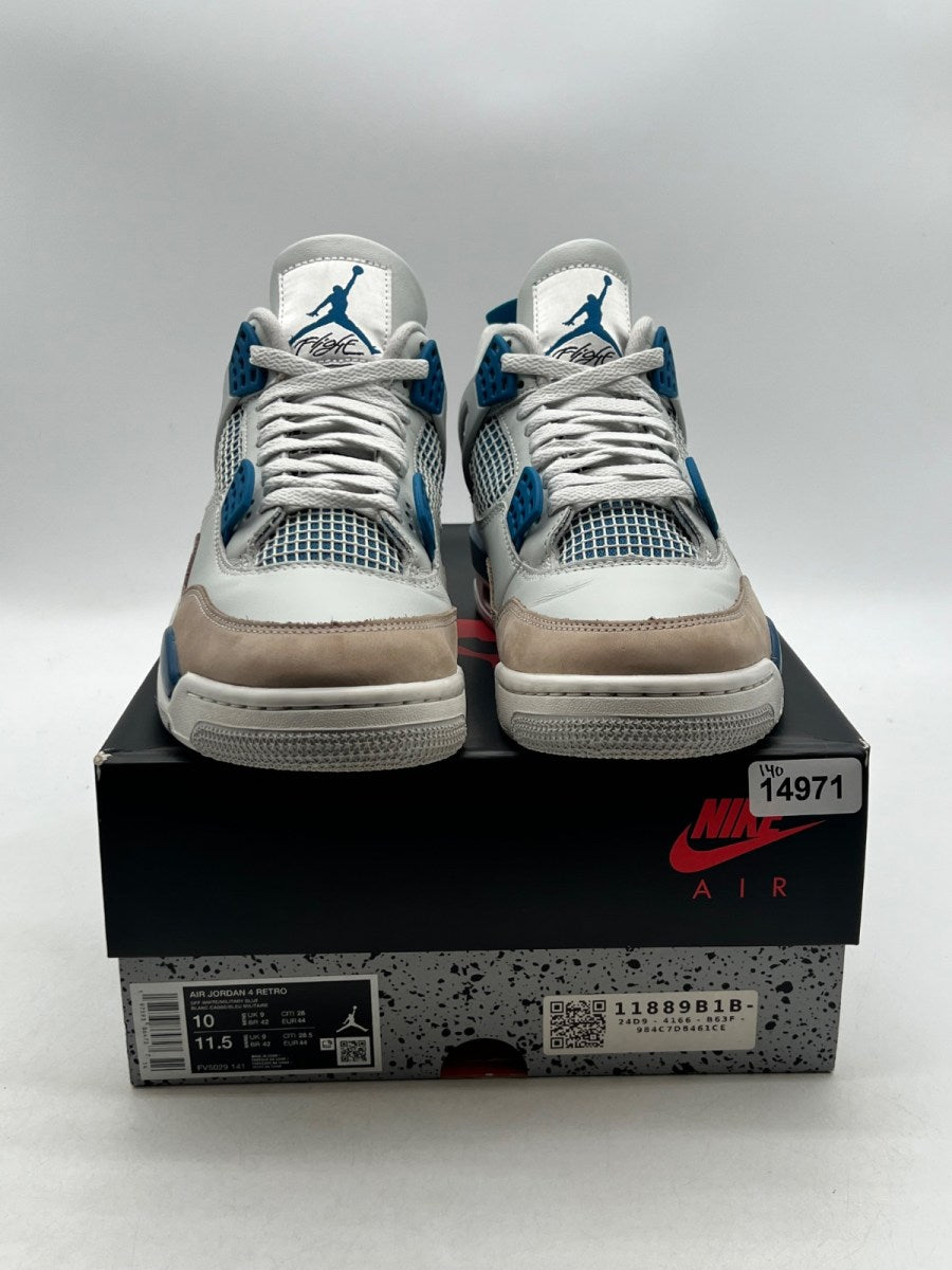 Jordan 4 Retro Military Blue (2024) 10 (Moderately Worn Pre-Owned)JordanOff-White/Military Blue/Neutral Grey - Image 2