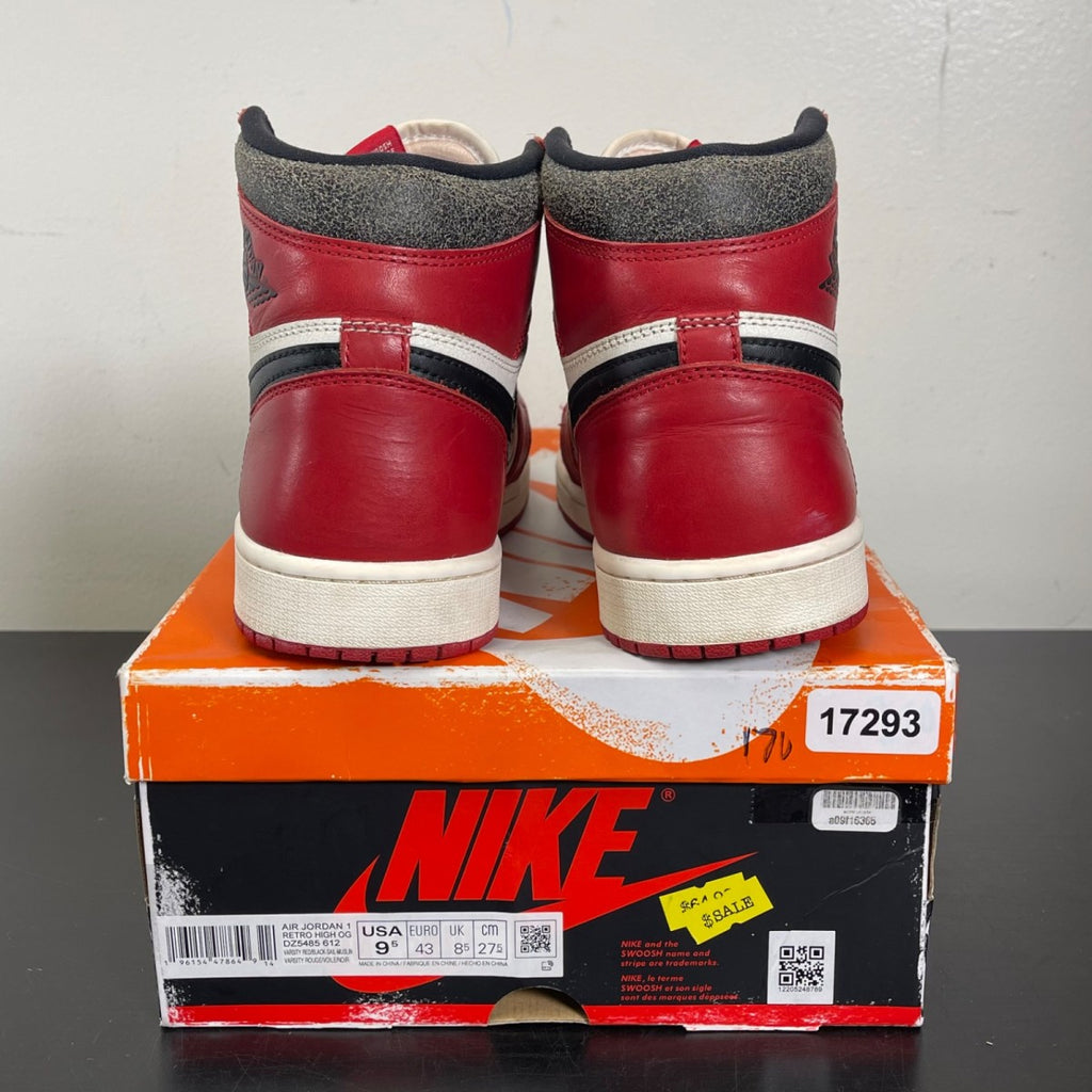 Jordan 1 Retro High OG Chicago Lost and Found 9.5 (Moderately Worn Pre-Owned)JordanVarsity Red/Black-Sail-Muslin - Image 4