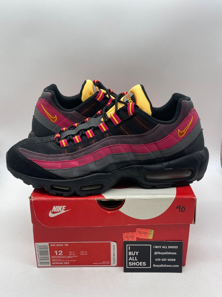 Nike Air Max 95 Black Tuscan Rust Laser Orange 12 (Moderately Worn Pre-Owned) - Image 1