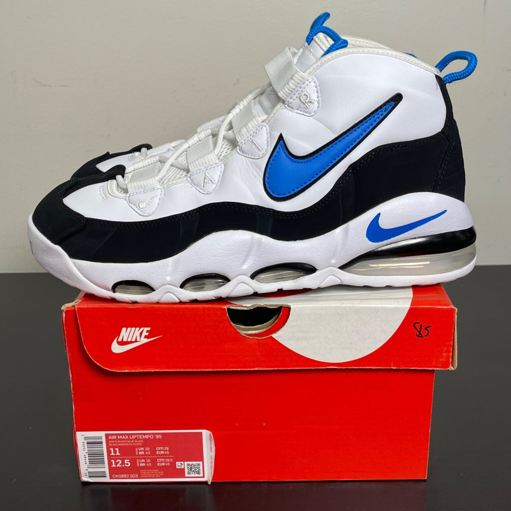 Nike Air Max Uptempo 95 White Photo Blue Black 11 (Moderately Worn Pre-Owned)NikeWhite/Photo Blue-Black - Image 3