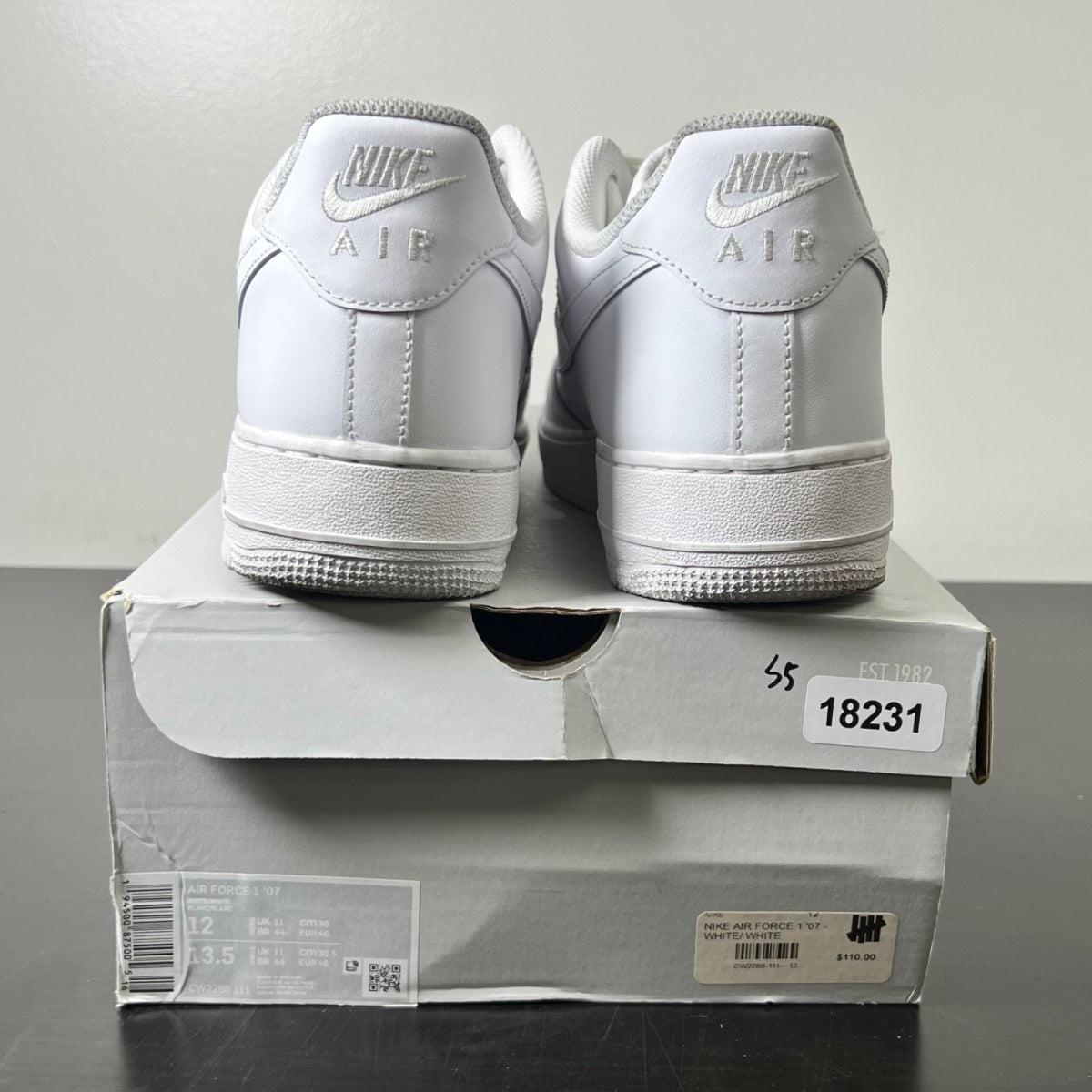 Nike Air Force 1 Low '07 White 12 (Moderately Worn Pre-Owned)NikeWhite/White - Image 5