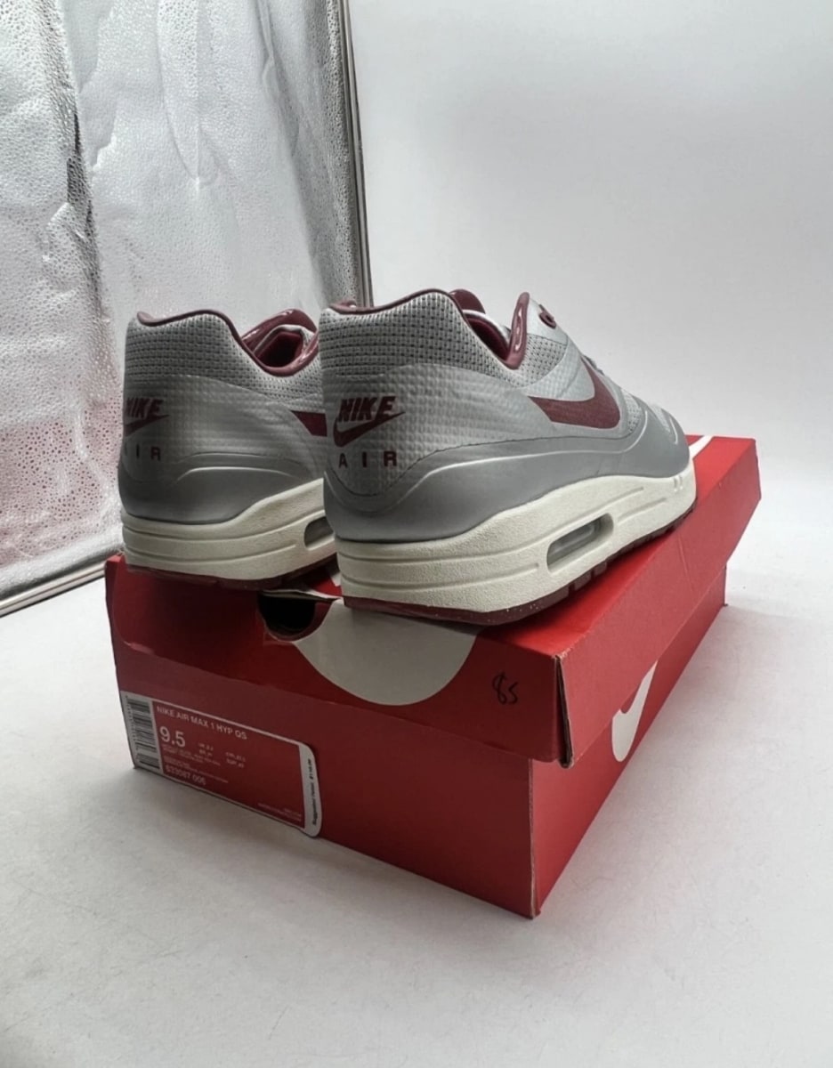 Nike Air Max 1 Hyperfuse Night Track 9.5 (Moderately Worn Pre-Owned)NikeMetallic Silver/Deep Red-Sail - Image 4