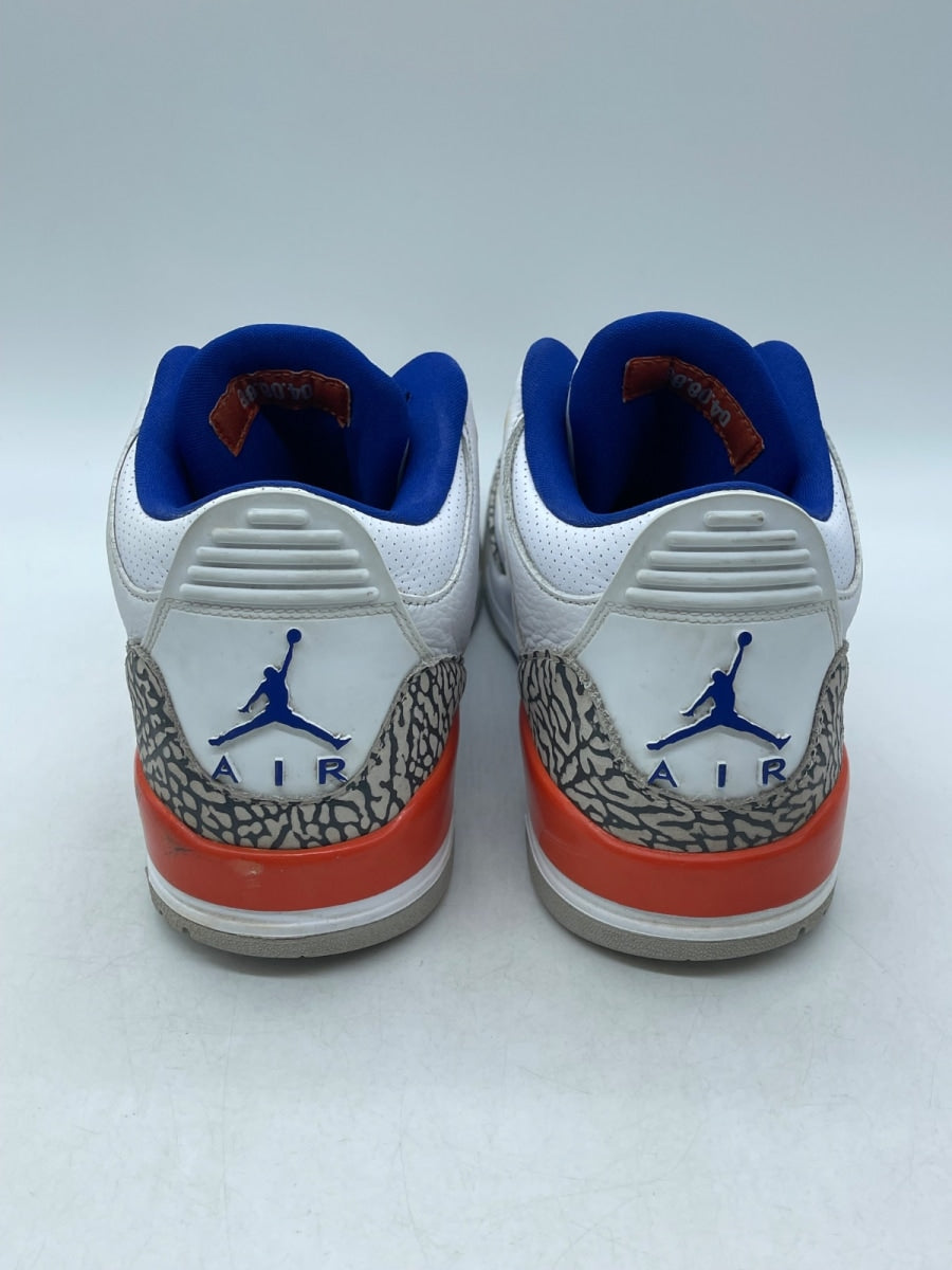 Jordan 3 Retro Knicks 11 (Moderately Worn Pre-Owned)JordanWhite/Old Royal-University Orange-Tech Grey - Image 3