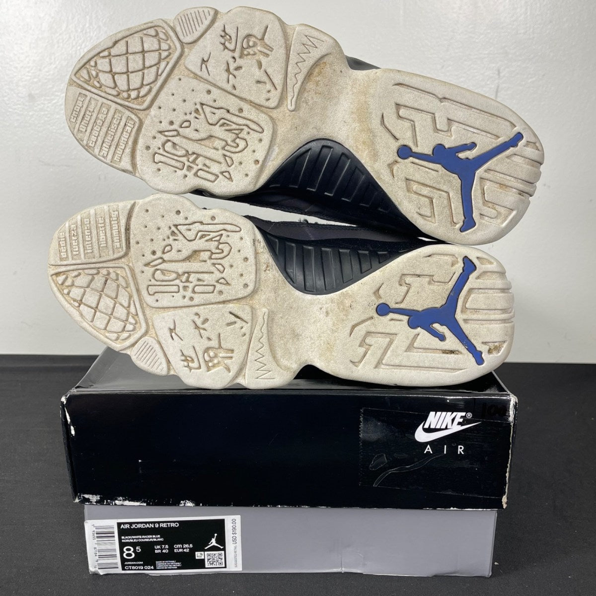 Jordan 9 Retro Racer Blue 8.5 (Moderately Worn Pre-Owned)JordanBlack/White-Racer Blue - Image 5