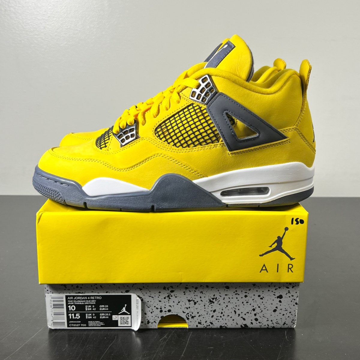 Jordan 4 Retro Lightning (2021) 10 (Lightly Worn Pre-Owned)JordanTour Yellow/White-Dark Blue Grey - Image 3