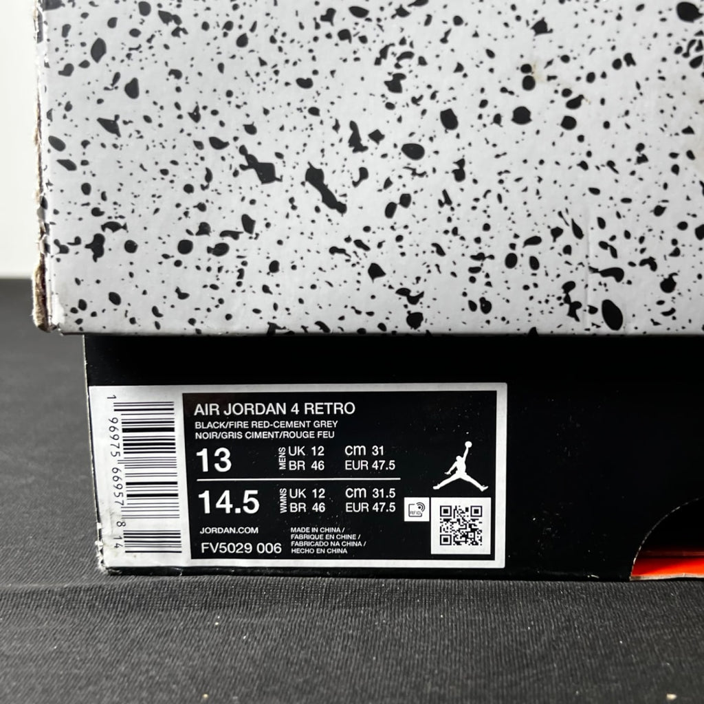 Jordan 4 Retro Bred Reimagined 13 (Lightly Worn Pre-Owned)JordanBlack/Cement Grey/Varsity Red/Summit White