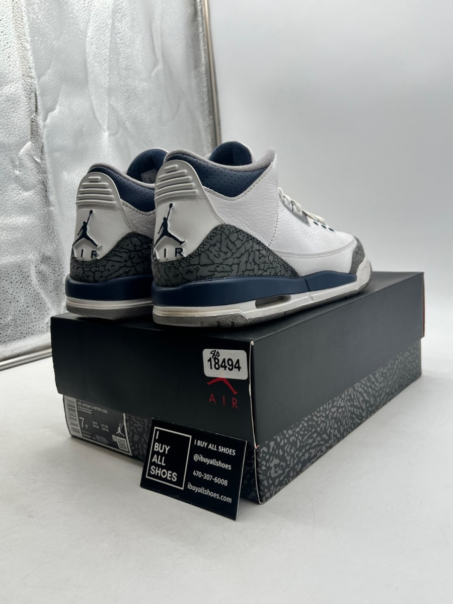 Jordan 3 Retro Midnight Navy (GS) 7Y (Moderately Worn Pre-Owned) - Image 5