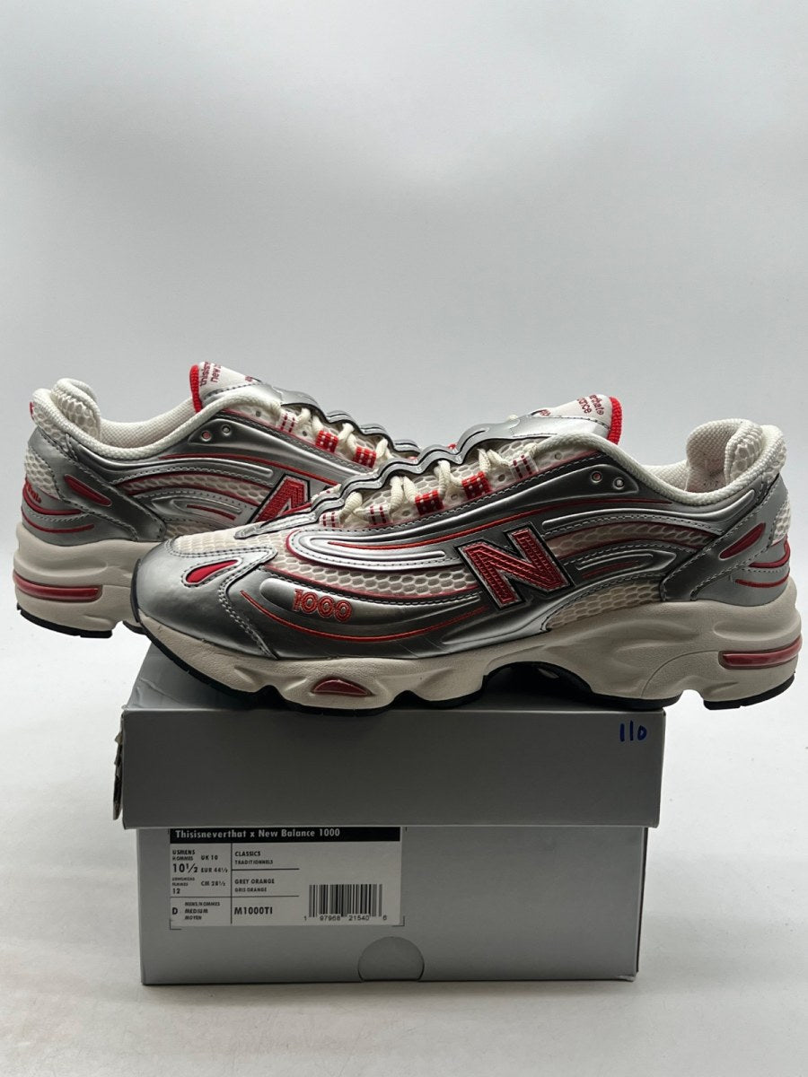 New Balance 1000 thisisneverthat Metallic Silver Red 10.5 (Lightly Worn Pre-Owned)New BalanceMetallic Silver/Red - Image 1