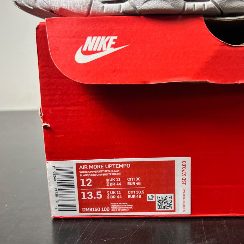 Nike Air More Uptempo Peace, Love, Swoosh 12 (Moderately Worn Pre-Owned)NikeWhite/Black-University Gold-University Red - Image 4