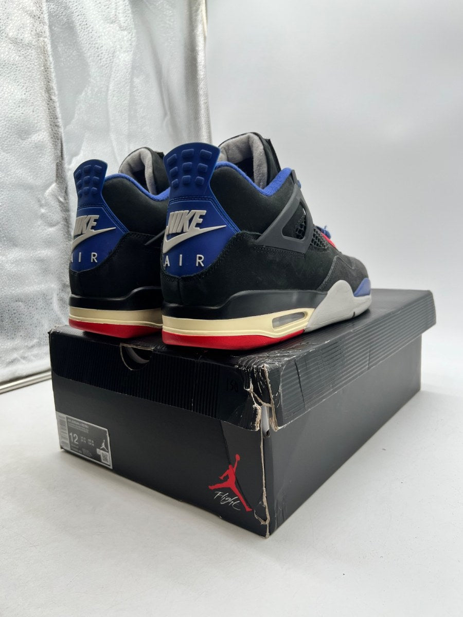 Jordan 4 Retro Rare Air (White Lettering) 12 (Moderately Worn Pre-Owned)JordanBlack/Fire Red/Deep Royal Blue/Dark Smoke Grey/Tech Grey - Image 5