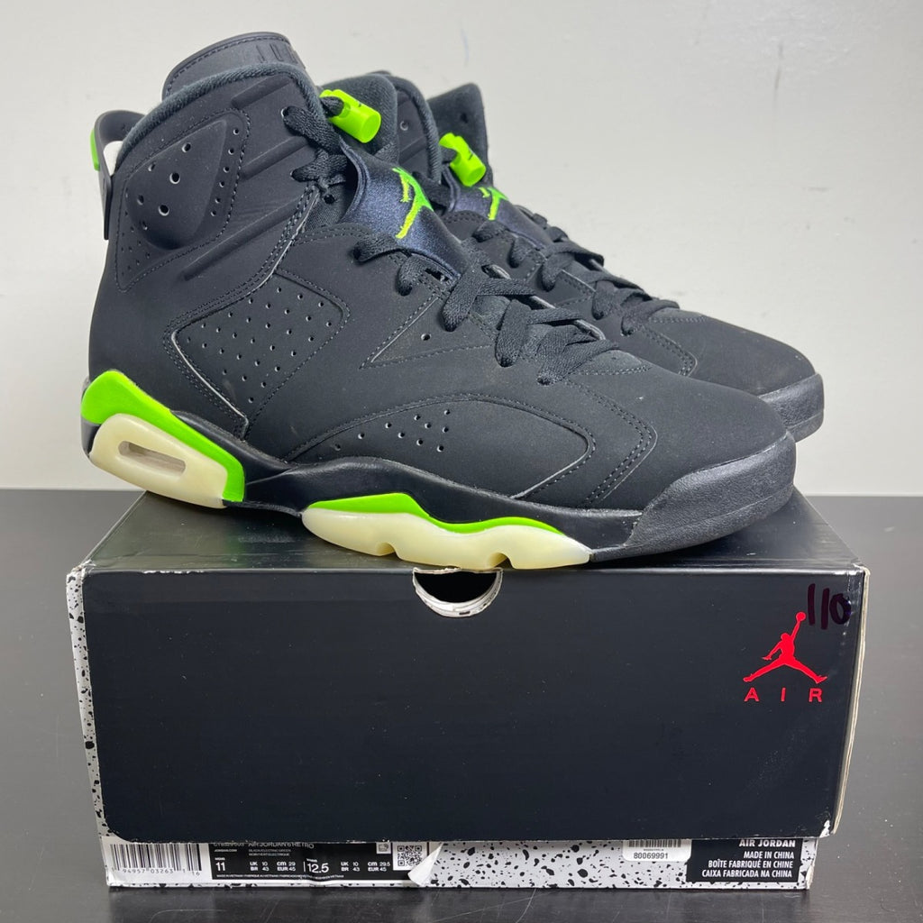 Jordan 6 Retro Electric Green 11 (Moderately Worn Pre-Owned)JordanBlack/Electric Green - Image 1