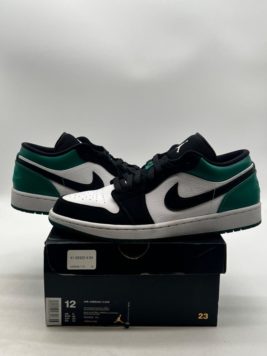 Jordan 1 Low White Black Mystic Green 12 (Lightly Worn Pre-Owned)JordanWhite/Black-Mystic Green - Image 1