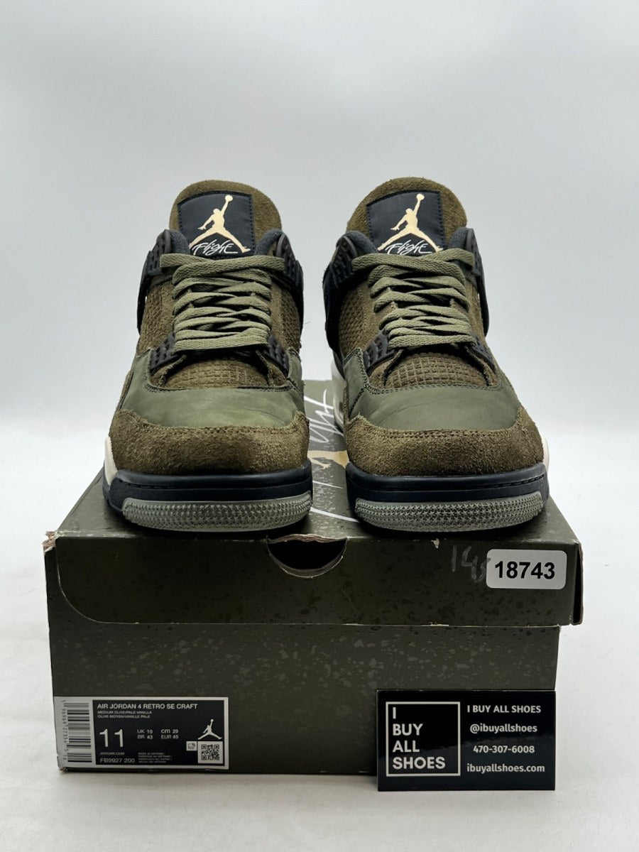 Jordan 4 Retro SE Craft Medium Olive 11 (Moderately Worn Pre-Owned) - Image 2