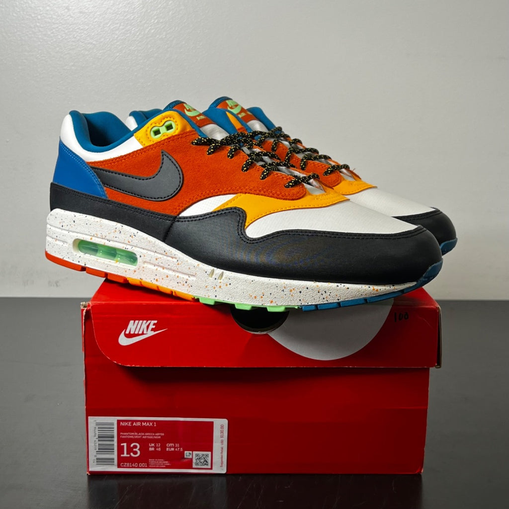 Nike Air Max 1 Multi Mix 13 (Lightly Worn Pre-Owned)NikeWhite/Black-Rust-Blue - Image 1