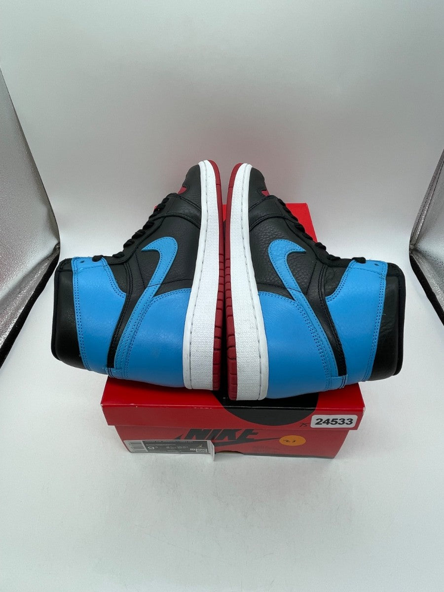 Jordan 1 Retro High NC to Chi (Women's) 9.5W (Moderately Worn Pre-Owned)JordanBlack/Dark Powder Blue-Gym Red - Image 6