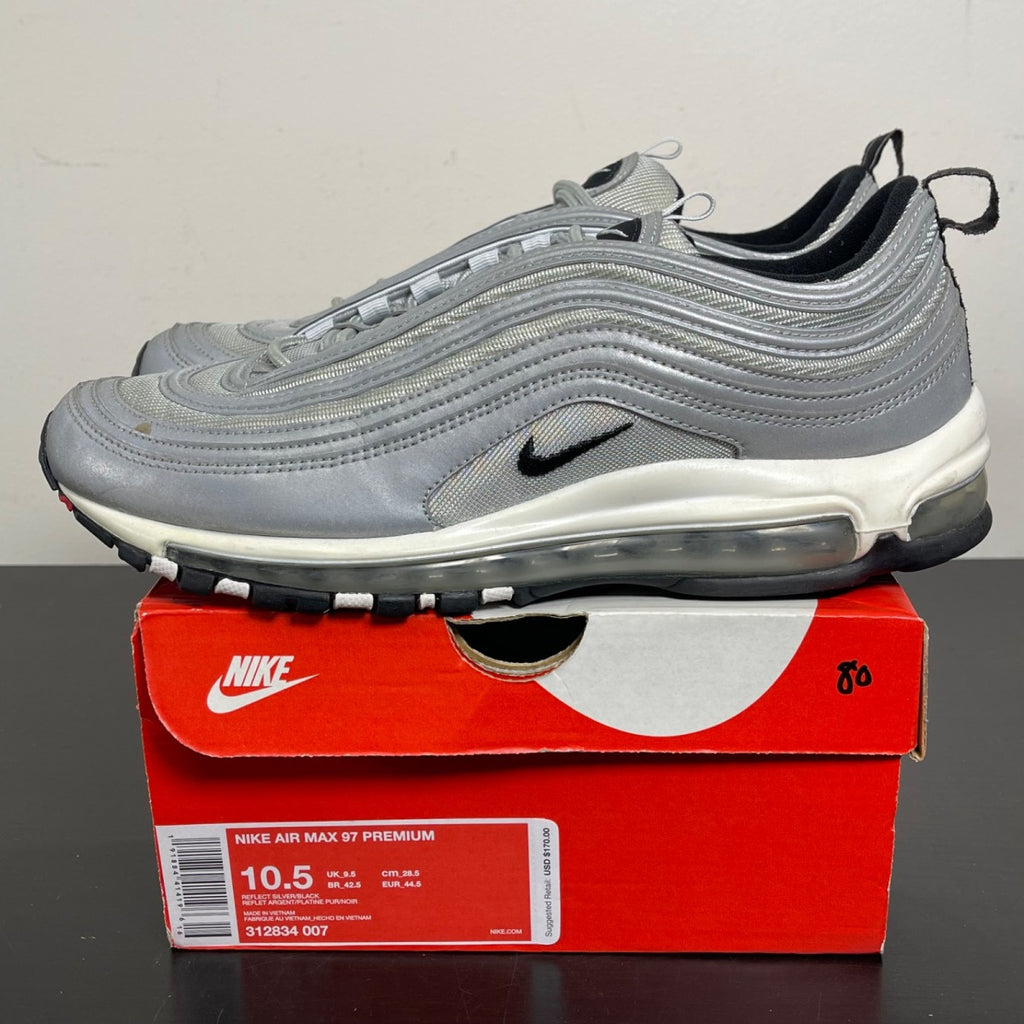 Nike Air Max 97 Reflective Silver 10.5 (Moderately Worn Pre-Owned)NikeReflect Silver/Black-Pure Platinum - Image 3