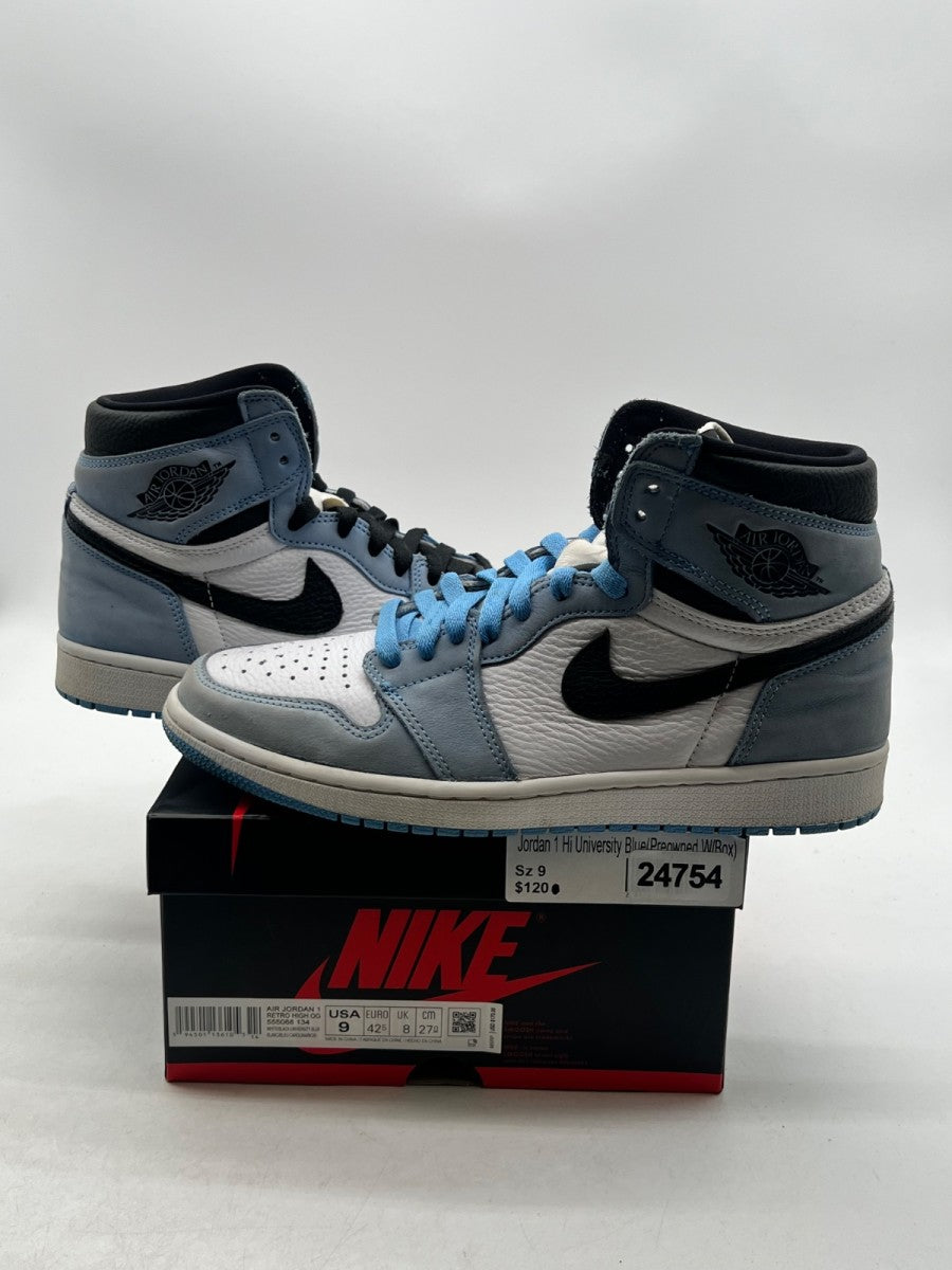 Jordan 1 Retro High OG University Blue 9 (Moderately Worn Pre-Owned)JordanWhite/University Blue-Black - Image 1