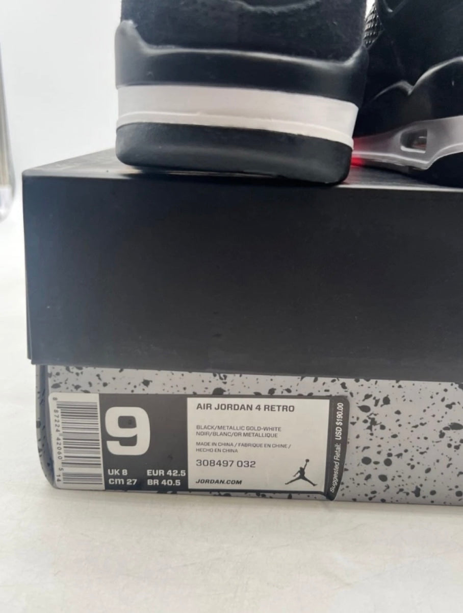 Jordan 4 Retro Royalty 9 (Lightly Worn Pre-Owned)JordanBlack/Metallic Gold-White - Image 6