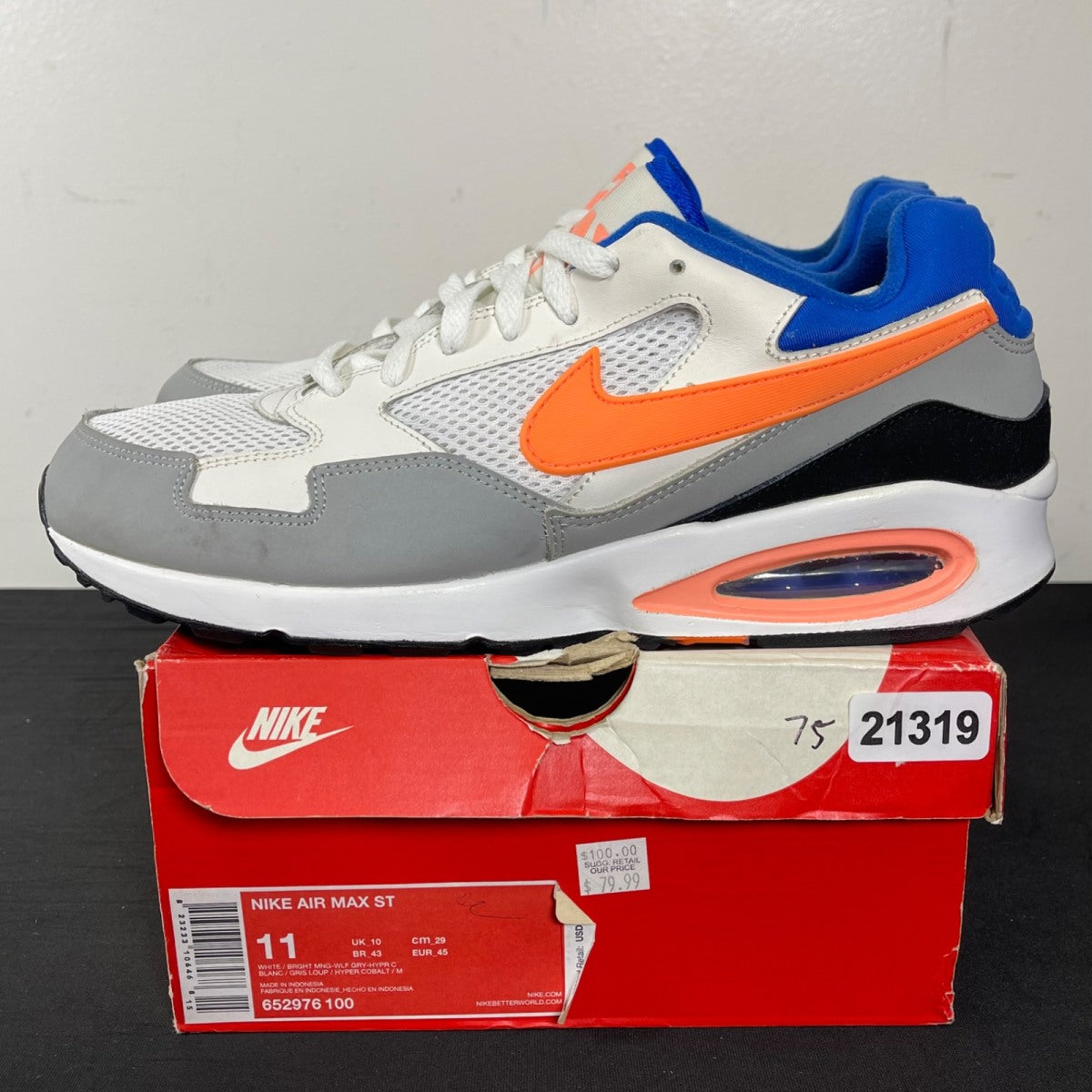 Nike Air Max ST 'White Grey Mango' 11 (Moderately Worn Pre-Owned)Nike - Image 3