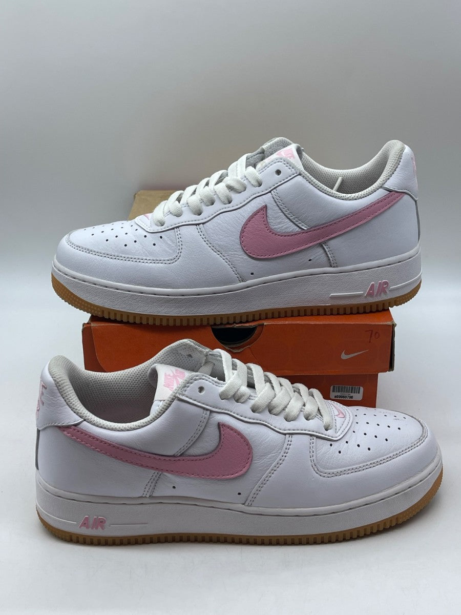 Nike Air Force 1 Low '07 Retro Color of the Month Pink Gum 9.5 (Moderately Worn Pre-Owned)NikeWhite/Pink-Gum Yellow-Metallic Gold - Image 1