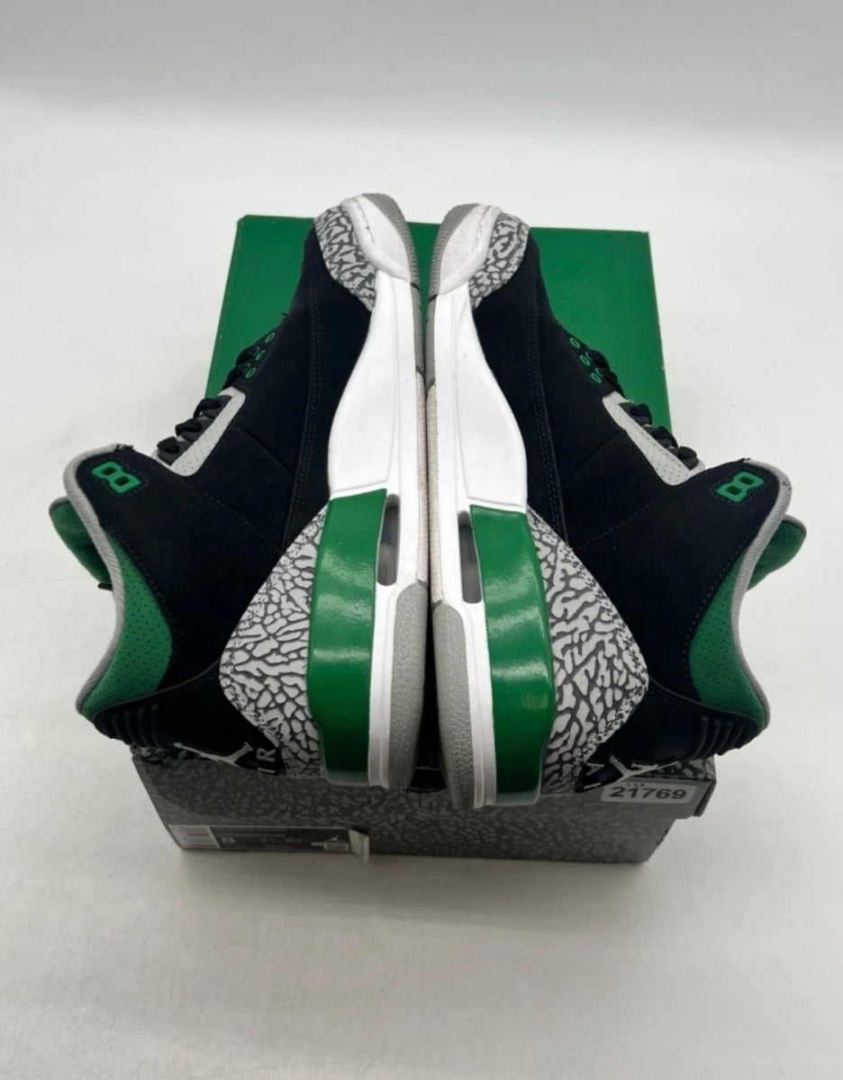 Jordan 3 Retro Pine Green 8 (Lightly Worn Pre-Owned)JordanBlack/Silver/White/Pine Green - Image 9