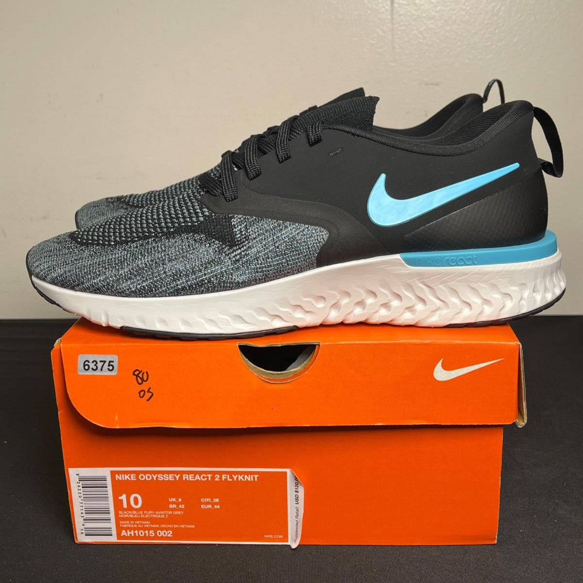 Nike Odyssey React 2 Flyknit 'Black Aviator Grey' (Size 10) - Image 3