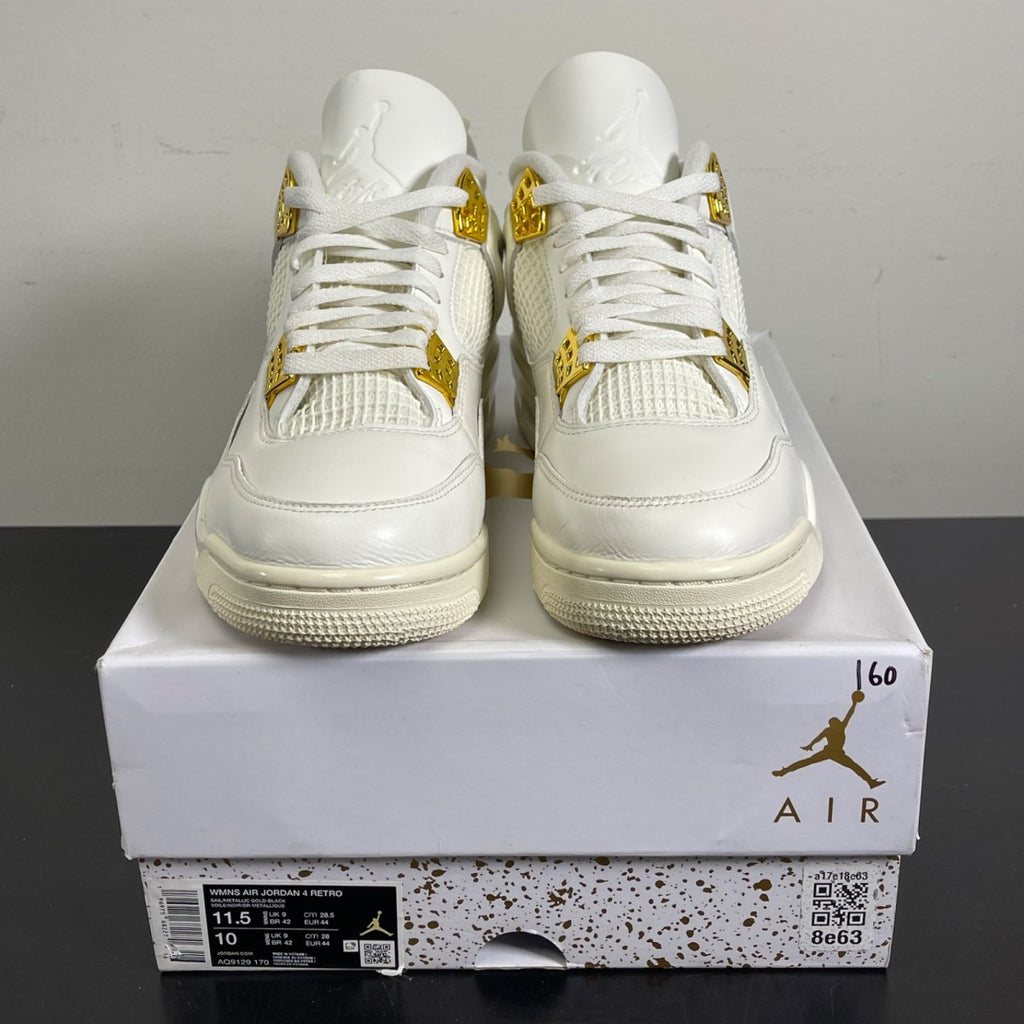 Jordan 4 Retro Metallic Gold (Women's) 11.5W (Moderately Worn Pre-Owned)JordanSail/Metallic Gold/Black - Image 2