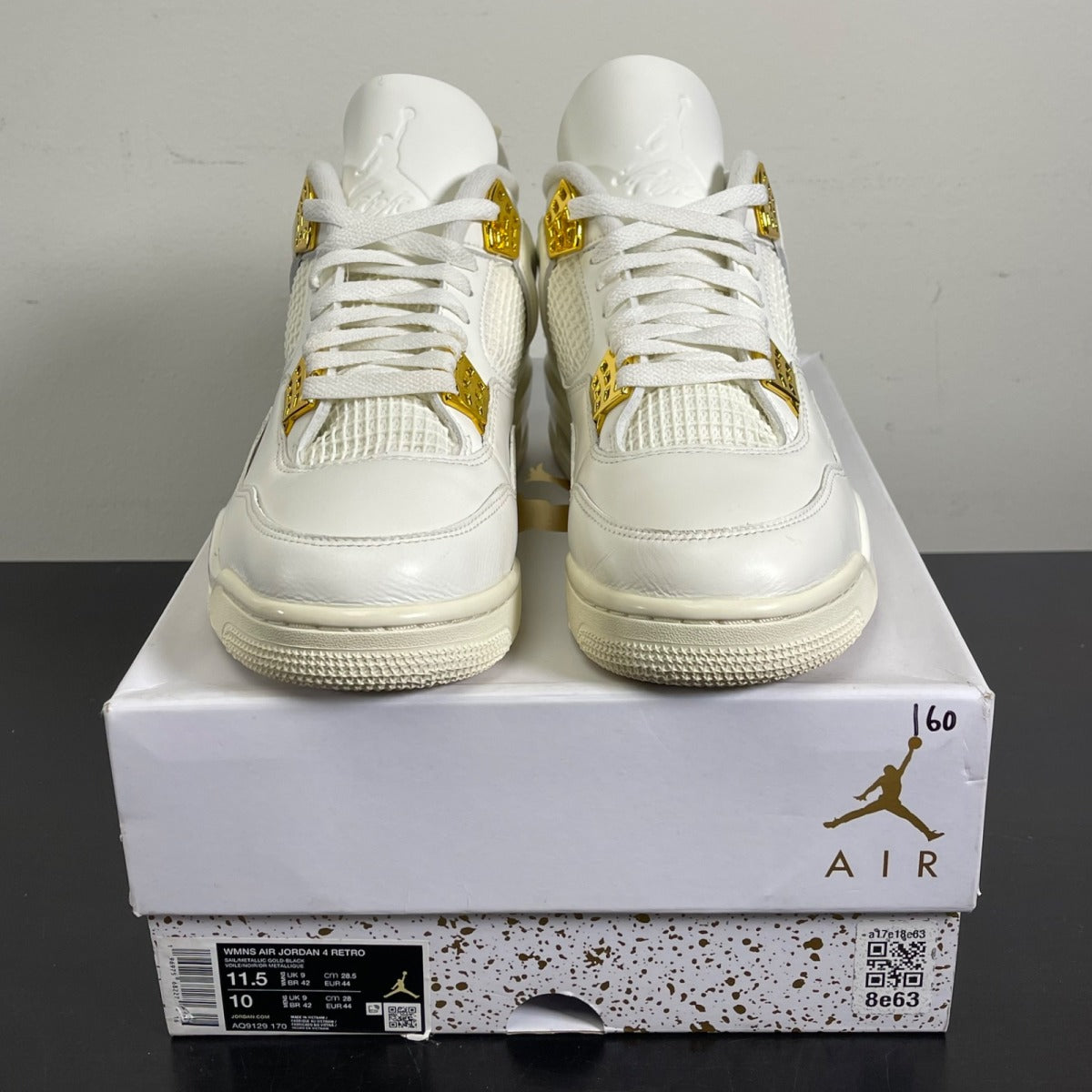 Jordan 4 Retro Metallic Gold (Women's) 11.5W (Moderately Worn Pre-Owned)JordanSail/Metallic Gold/Black - Image 2