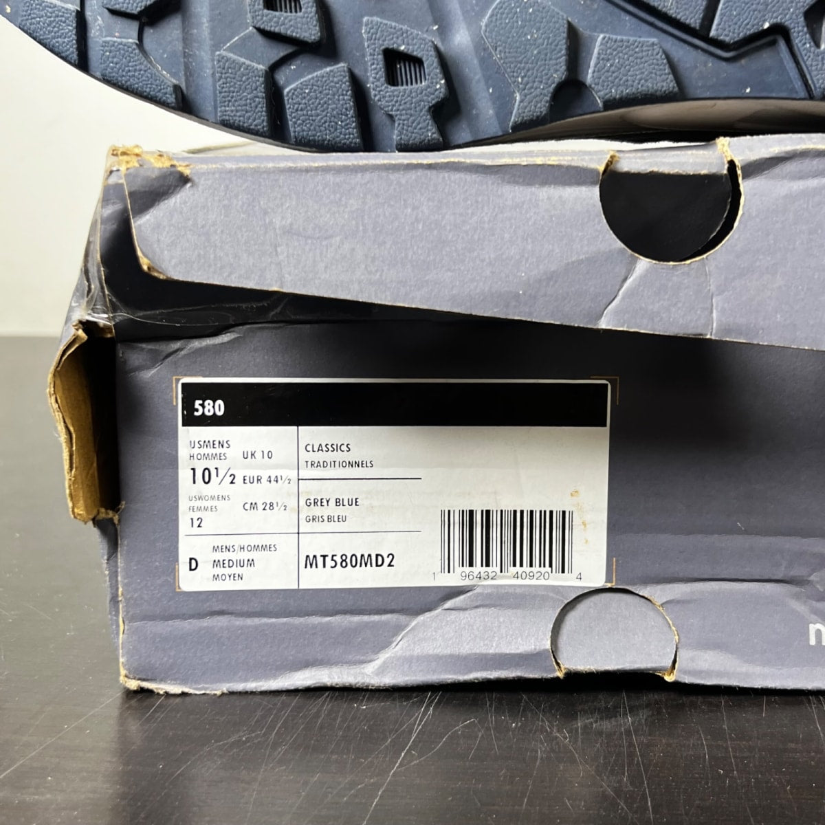New Balance 580 Grey Day (2023) 10.5 (Lightly Worn Pre-Owned)New BalanceRaincloud/NB Navy/Silver Metallic - Image 6