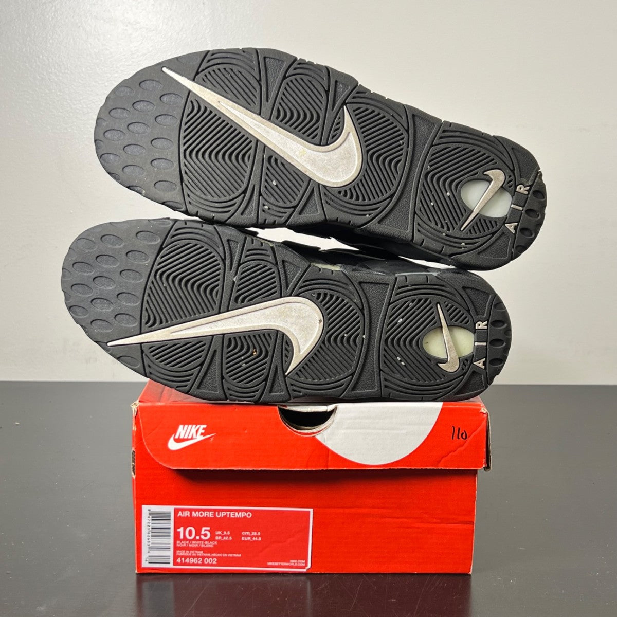 Nike Air More Uptempo Black White 10.5 (Lightly Worn Pre-Owned)NikeBlack/White - Image 6