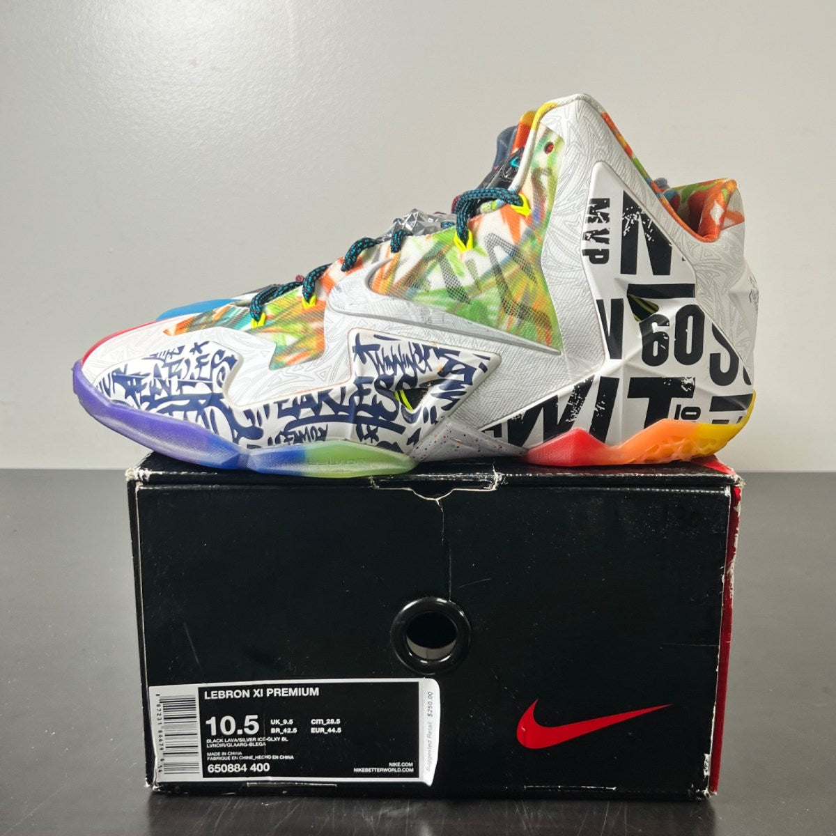 Nike LeBron 11 What the LeBron 10.5 (Lightly Worn Pre-Owned)NikeBlack Lava/Silver Ice-Galaxy Blue - Image 3