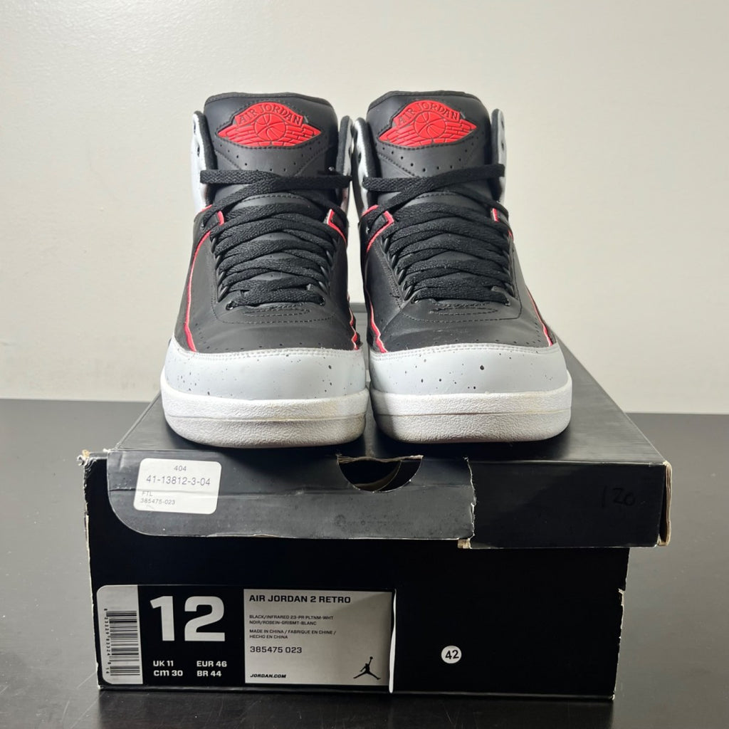 Jordan 2 Retro Infrared Cement 12 (Lightly Worn Pre-Owned)JordanBlack/Infrared 23-Pure Platinum-White - Image 2