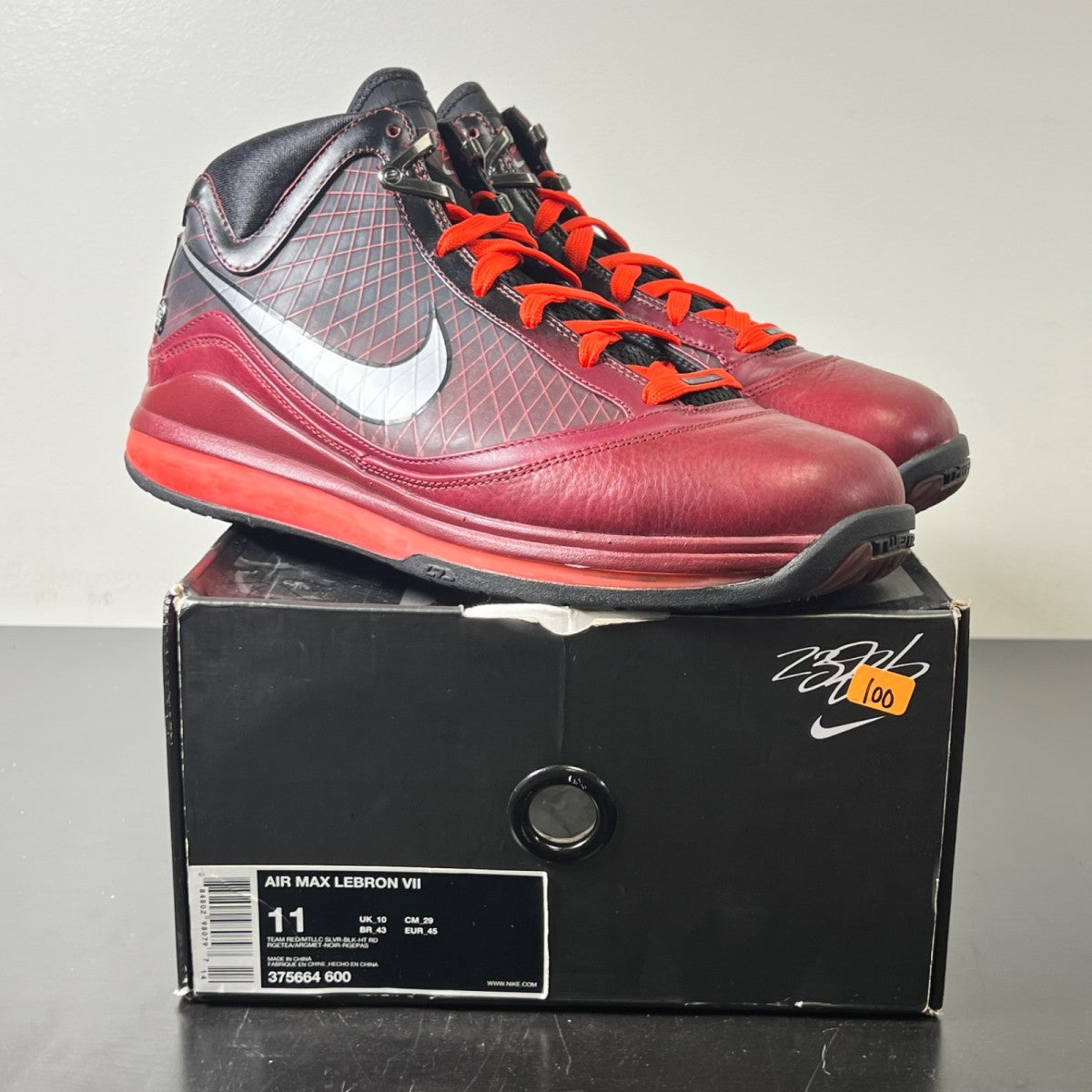 Nike LeBron 7 Christmas (2009) 11 (Moderately Worn Pre-Owned)NikeTeam Red/Metallic Silver-Black-Hot Red - Image 1