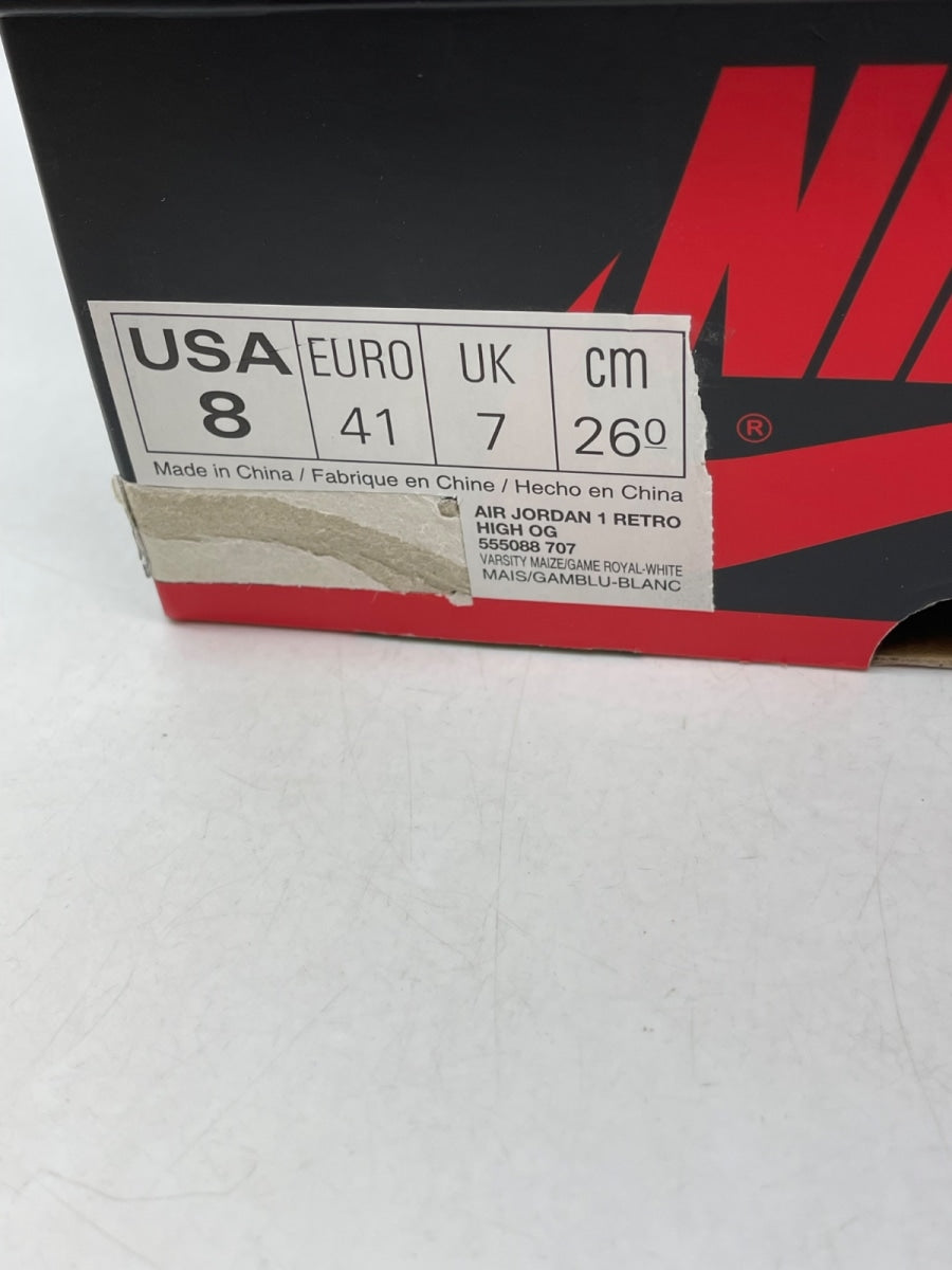 Jordan 1 Retro High OG Laney 8 (Moderately Worn Pre-Owned)JordanVarsity Maize/Game Royal-White - Image 9