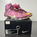 Nike LeBron 12 Double Helix 10.5 (Moderately Worn Pre-Owned)NikeMerlot/Volt/Pink Pow/Metallic Silver - Image 1
