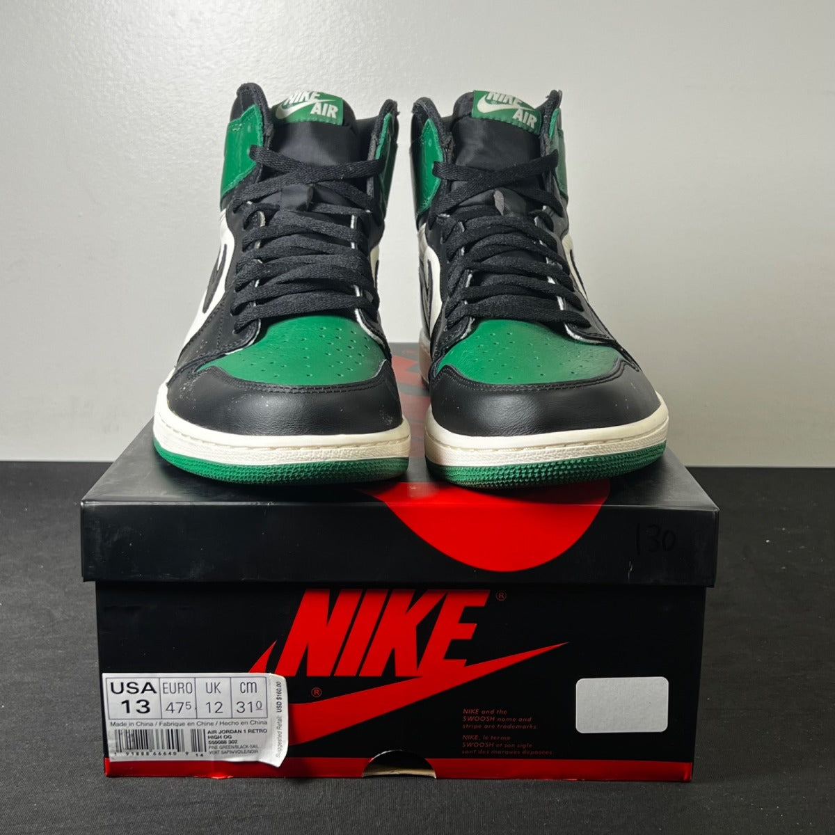 Jordan 1 Retro High Pine Green 13 (Lightly Worn Pre-Owned)JordanPine Green/Sail-Black - Image 2
