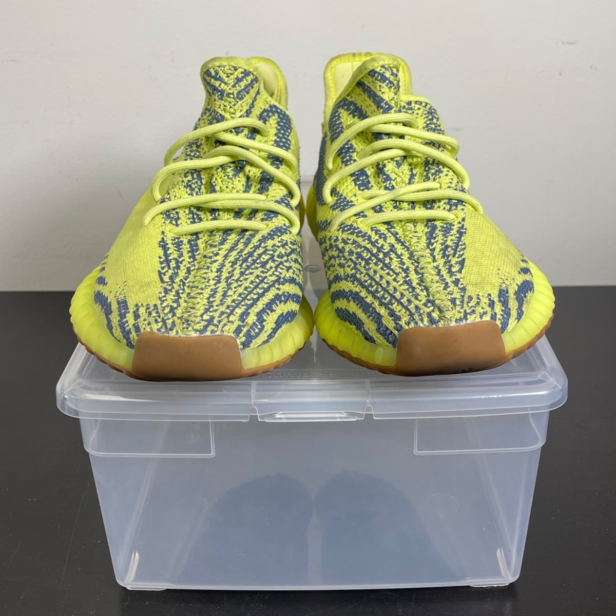 adidas Yeezy Boost 350 V2 Semi Frozen Yellow 11.5 (Moderately Worn Pre-Owned)adidasSemi Frozen Yellow/Raw Steel/Red - Image 2