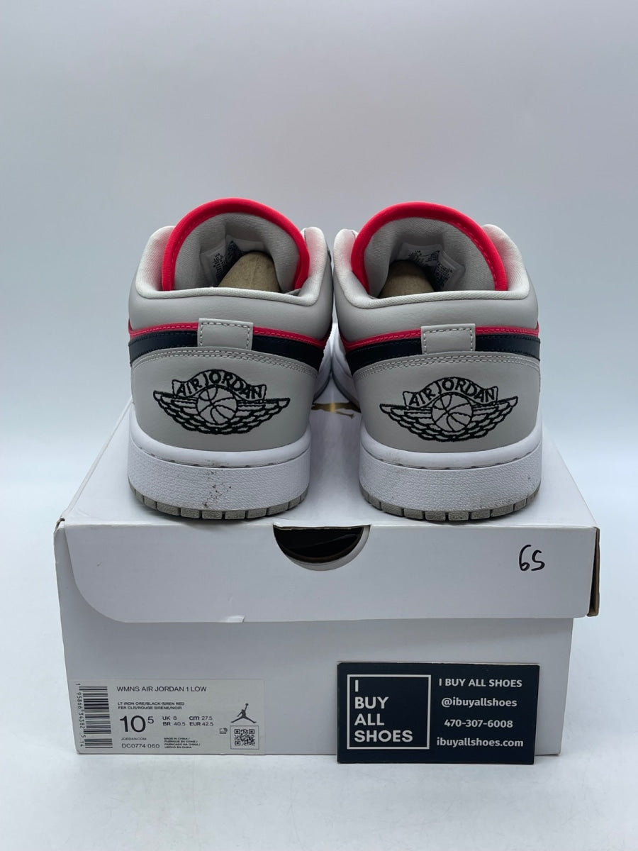 Jordan 1 Retro Low Light Iron Ore Siren Red (Women's) 10.5W (Moderately Worn Pre-Owned) - Image 3