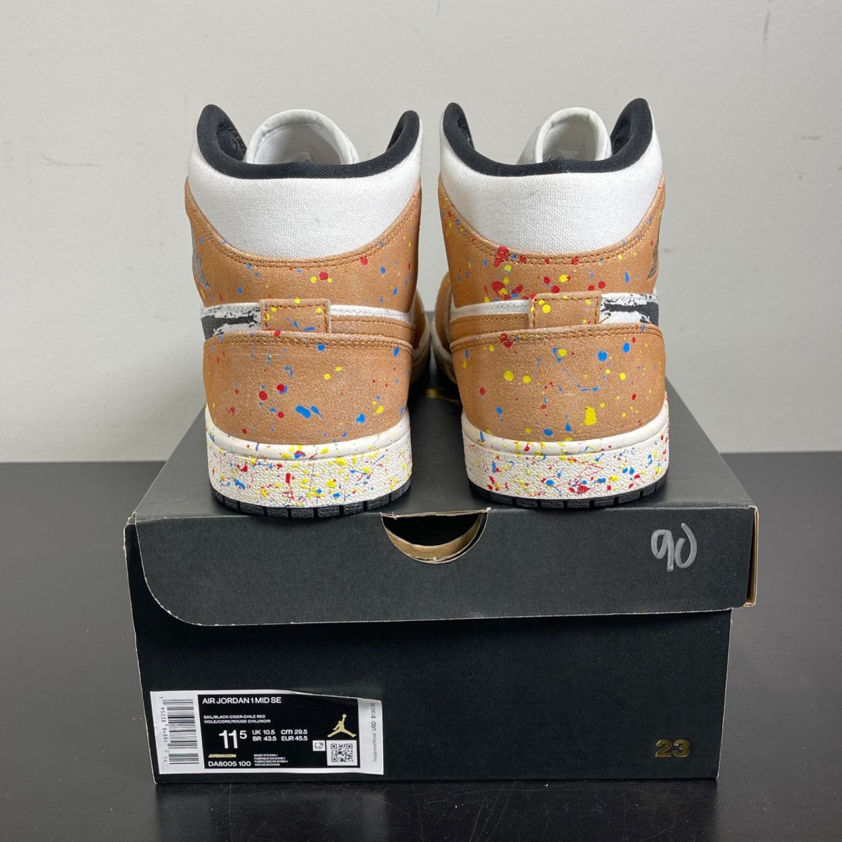 Jordan 1 Mid SE Brushstroke 11.5 (Moderately Worn Pre-Owned)JordanSail/Black-Cider-Chile Red - Image 4