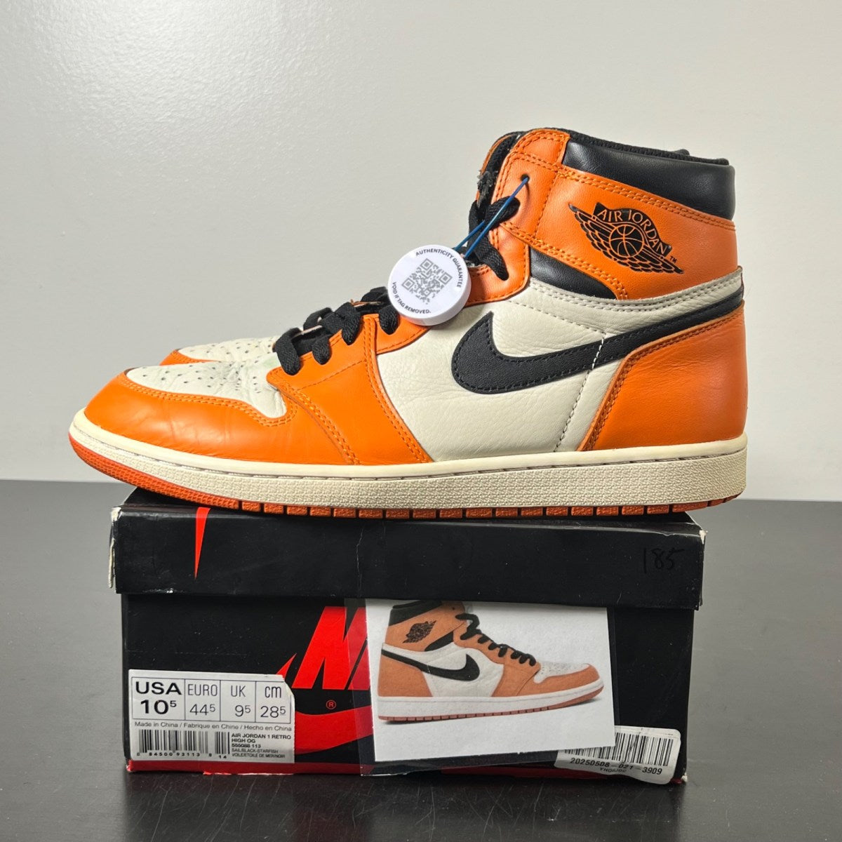 Jordan 1 Retro Reverse Shattered Backboard 10.5 (Moderately Worn Pre-Owned)JordanSail/Starfish-Black - Image 3
