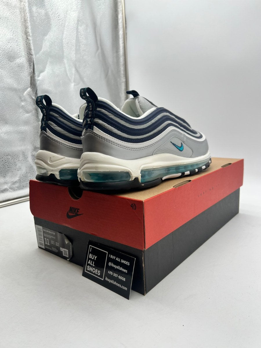 Nike Air Max 97 Metallic Silver Chlorine Blue 11 (Lightly Worn Pre-Owned) - Image 5