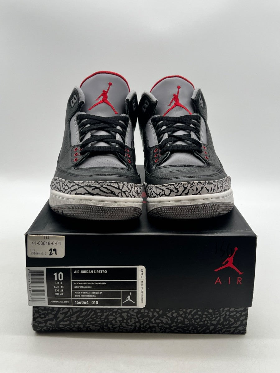 Jordan 3 Retro Black Cement (2011) 10 (Lightly Worn Pre-Owned)JordanBlack/Cement Grey-White-Varsity Red - Image 2