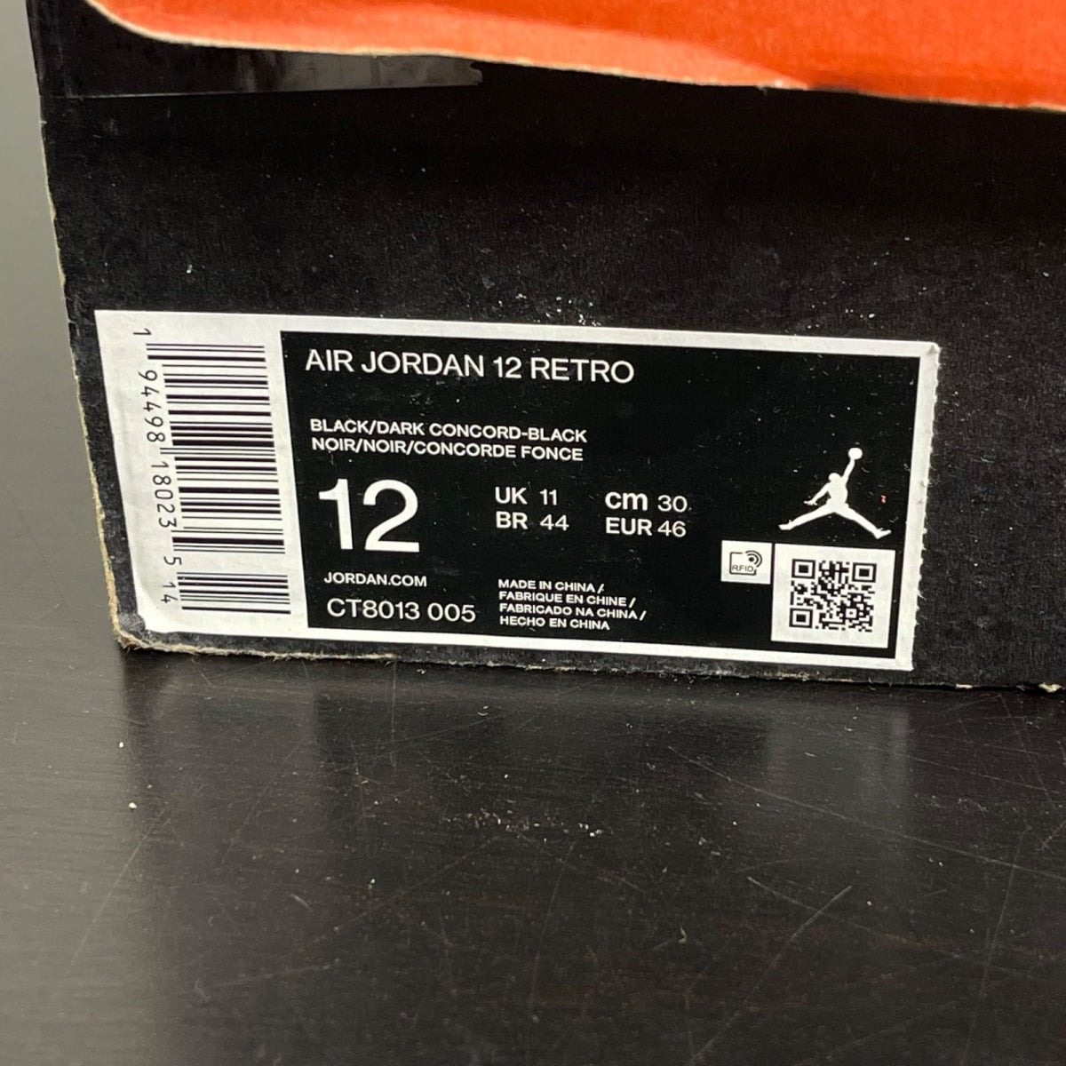 Jordan 12 Retro Black Dark Concord 12 (Moderately Worn Pre-Owned)JordanBlack/Black-Dark Concord - Image 7